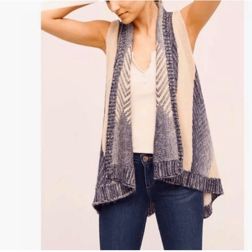 Anthropologie Sleeping on Snow Open Knit Vest